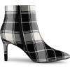 imageAllegra K Womens Plaid Pointed Toe Side Zip Stiletto Heel Ankle BootsBlack White