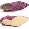 imageAllegra K Womens Plaid Pointed Toe Side Zip Stiletto Heel Ankle BootsHot Pink