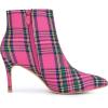imageAllegra K Womens Plaid Pointed Toe Side Zip Stiletto Heel Ankle BootsHot Pink
