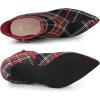imageAllegra K Womens Plaid Pointed Toe Side Zip Stiletto Heel Ankle BootsRed Green