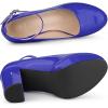 imageAllegra K Womens Platform Ankle Strap Chunky Heel Mary Janes PumpsBlue