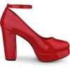 imageAllegra K Womens Platform Ankle Strap Chunky Heel Mary Janes PumpsRed