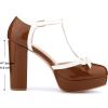 imageAllegra K Womens Platform Bow t Strap Chunky Heels PumpsBrown