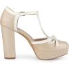 imageAllegra K Womens Platform Bow t Strap Chunky Heels PumpsNude