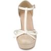 imageAllegra K Womens Platform Bow t Strap Chunky Heels PumpsNude