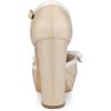 imageAllegra K Womens Platform Bow t Strap Chunky Heels PumpsNude