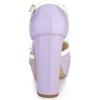 imageAllegra K Womens Platform Bow t Strap Chunky Heels PumpsPurple