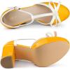 imageAllegra K Womens Platform Bow t Strap Chunky Heels PumpsYellow