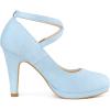 imageAllegra K Womens Platform Cross Strap Stiletto Heels Mary Jane PumpsLight Blue