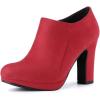 imageAllegra K Womens Platform Round Toe Chunky Heels Ankle BootiesRed