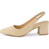 imageAllegra K Womens Pointed Toe Block Heel Pumps Slingback HeelsBeige