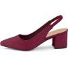 imageAllegra K Womens Pointed Toe Block Heel Pumps Slingback HeelsBurgundy