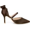 imageAllegra K Womens Pointed Toe Bow Satin Stiletto Heels PumpsBrown