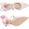 imageAllegra K Womens Pointed Toe Bow Satin Stiletto Heels PumpsPink