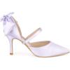 imageAllegra K Womens Pointed Toe Bow Satin Stiletto Heels PumpsPurple