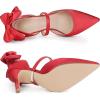 imageAllegra K Womens Pointed Toe Bow Satin Stiletto Heels PumpsRed