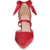imageAllegra K Womens Pointed Toe Bow Satin Stiletto Heels PumpsRed