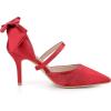 imageAllegra K Womens Pointed Toe Bow Satin Stiletto Heels PumpsRed