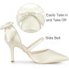 imageAllegra K Womens Pointed Toe Bow Satin Stiletto Heels PumpsWhite