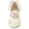 imageAllegra K Womens Pointed Toe Bow Satin Stiletto Heels PumpsWhite