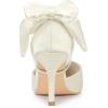 imageAllegra K Womens Pointed Toe Bow Satin Stiletto Heels PumpsWhite
