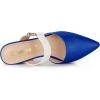 imageAllegra K Womens Pointed Toe Chunky Heel Dress Mules PumpsBlue White
