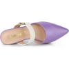 imageAllegra K Womens Pointed Toe Chunky Heel Dress Mules PumpsPurple White