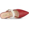 imageAllegra K Womens Pointed Toe Chunky Heel Dress Mules PumpsRed White
