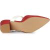 imageAllegra K Womens Pointed Toe Chunky Heel Dress Mules PumpsRed White