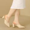 imageAllegra K Womens Pointed Toe Chunky Heels Slides MulesBeige