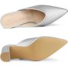 imageAllegra K Womens Pointed Toe Chunky Heels Slides MulesSilver