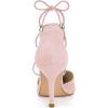 imageAllegra K Womens Pointed Toe Dress Pumps Lace Up Stiletto Heels SandalsPink