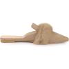 imageAllegra K Womens Pointed Toe Faux Fur Slip on Flat Slide MulesBeige