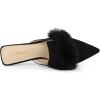 imageAllegra K Womens Pointed Toe Faux Fur Slip on Flat Slide MulesBlack