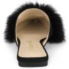 imageAllegra K Womens Pointed Toe Faux Fur Slip on Flat Slide MulesBlack