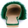 imageAllegra K Womens Pointed Toe Faux Fur Slip on Flat Slide MulesGreen
