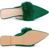 imageAllegra K Womens Pointed Toe Faux Fur Slip on Flat Slide MulesGreen