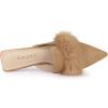imageAllegra K Womens Pointed Toe Faux Fur Slip on Flat Slide MulesKhaki