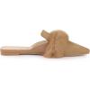 imageAllegra K Womens Pointed Toe Faux Fur Slip on Flat Slide MulesKhaki
