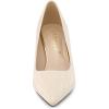 imageAllegra K Womens Pointed Toe Leaves Print Slip on Kitten Heel PumpsBeige