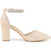imageAllegra K Womens Pointed Toe Rhinestone Ankle Strap Chunky Heels PumpsBeige