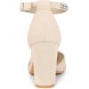 imageAllegra K Womens Pointed Toe Rhinestone Ankle Strap Chunky Heels PumpsBeige
