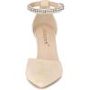 imageAllegra K Womens Pointed Toe Rhinestone Ankle Strap Chunky Heels PumpsBeige