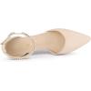 imageAllegra K Womens Pointed Toe Rhinestone Ankle Strap Chunky Heels PumpsBeige