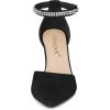 imageAllegra K Womens Pointed Toe Rhinestone Ankle Strap Chunky Heels PumpsBlack