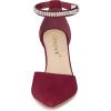 imageAllegra K Womens Pointed Toe Rhinestone Ankle Strap Chunky Heels PumpsBurgundy