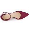 imageAllegra K Womens Pointed Toe Rhinestone Ankle Strap Chunky Heels PumpsBurgundy