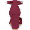 imageAllegra K Womens Pointed Toe Rhinestone Ankle Strap Chunky Heels PumpsBurgundy