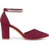 imageAllegra K Womens Pointed Toe Rhinestone Ankle Strap Chunky Heels PumpsBurgundy