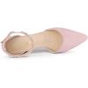 imageAllegra K Womens Pointed Toe Rhinestone Ankle Strap Chunky Heels PumpsLight Pink